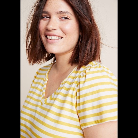 Anthropologie Yellow/White Striped Top NWT - Picture 2 of 8